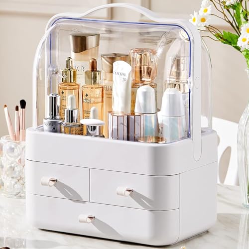 Organizador de cosméticos con tapa transparente